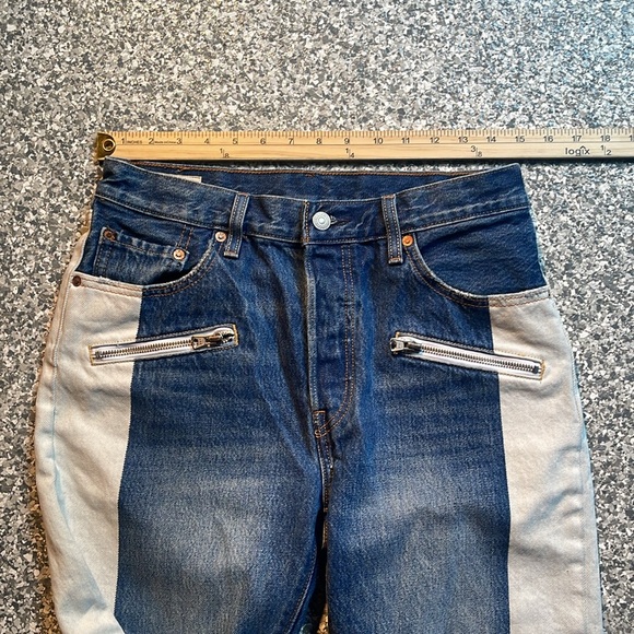 Levi tri-color color block button fly 501 straight jeans - Picture 4 of 8